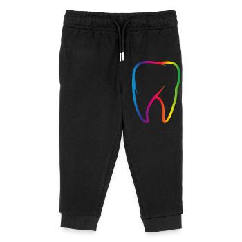 leuchtend bunter Regenbogen Zahn - Kinder Organic Jogginghose Mini Mover von Stanley/Stella - Schwarz - Vorne