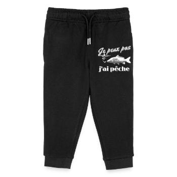 Je peux pas j'ai pêche à la carpe hameçon bouchon - Pantalon de jogging enfant bio Stanley/Stella - noir - Devant