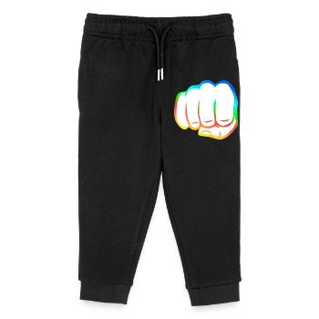 Geballte Faust bunt fist bump cool Logo Symbol - Kinder Organic Jogginghose Mini Mover von Stanley/Stella - Schwarz - Vorne