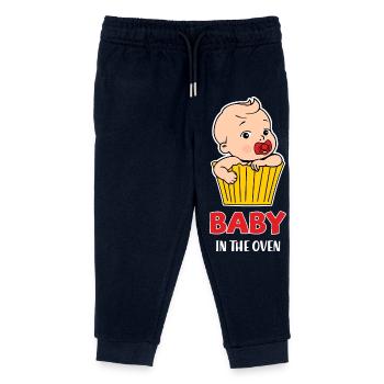 Baby in the Oven (dark) - Kids Organic Sweatpants by Stanley/Stella - navy - Front