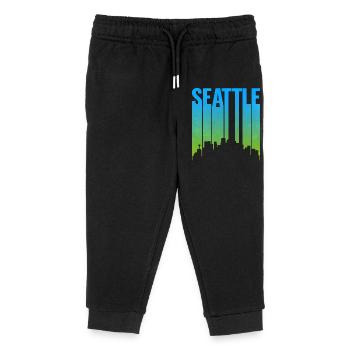 Seattle Neon Skyline Kunstdruck - Kinder Organic Jogginghose Mini Mover von Stanley/Stella - Schwarz - Vorne