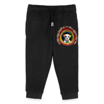 Rainbow Pups Tunnel - Kids Organic Sweatpants by Stanley/Stella - black - Front
