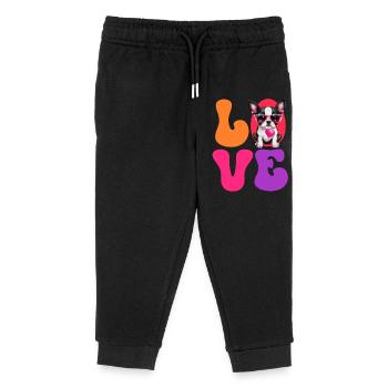 Dog Boston Terrier - Kids Organic Sweatpants by Stanley/Stella - black - Front