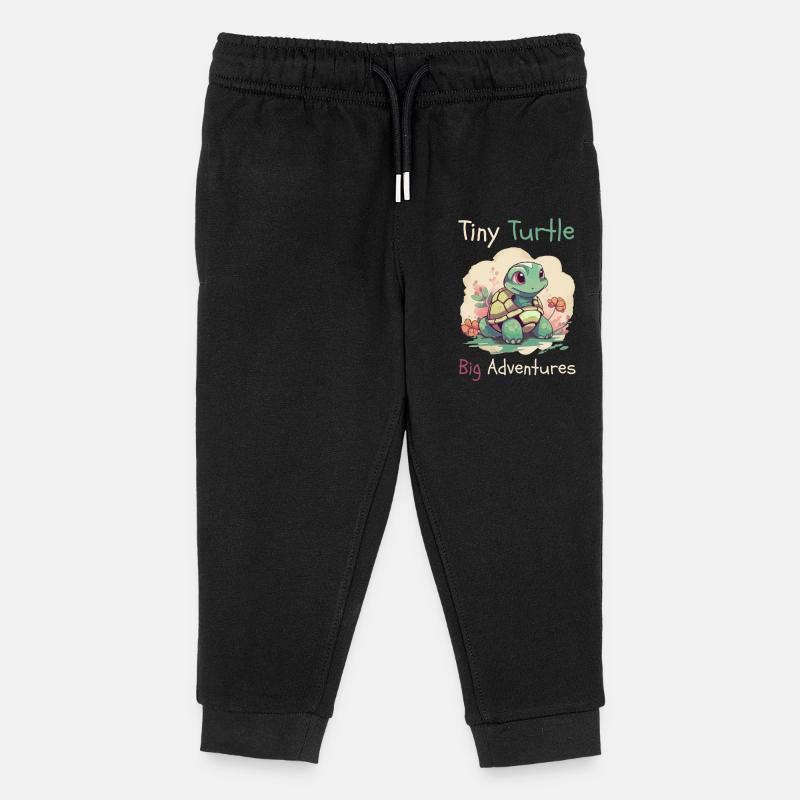 Tiny Turtle Abenteuer Design - Kinder Organic Jogginghose Mini Mover von Stanley/Stella - Schwarz