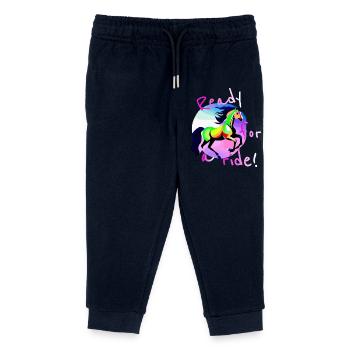 Buntes Mädchen Reit Motiv Pferd Galopp - Kinder Organic Jogginghose Mini Mover von Stanley/Stella - Navy - Vorne