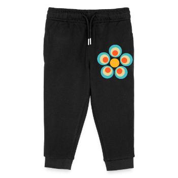 70s Flower Pattern - Kids Organic Sweatpants by Stanley/Stella - black - Front