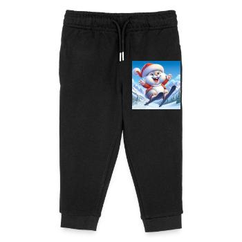 Bunny Jumping Ski Christmas - Kids Organic Sweatpants by Stanley/Stella - black - Front