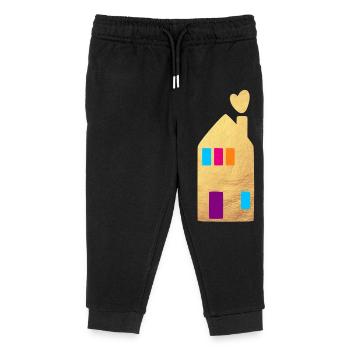 House Gold Window Hearts Home Home Hygge - Kids Organic Sweatpants by Stanley/Stella - black - Front