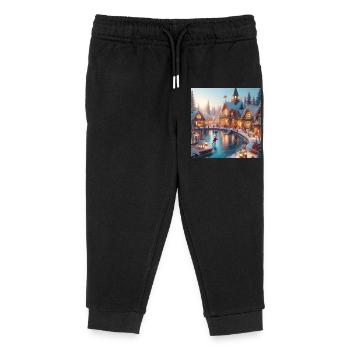 Scandinavian Christmas Village - Kids Organic Sweatpants by Stanley/Stella - black - Front