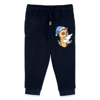 Suricate avec oreiller et bonnet somnolent - Pantalon de jogging enfant bio Stanley/Stella - marine - Devant