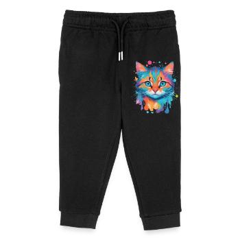 Cute Cat - Kids Organic Sweatpants by Stanley/Stella - black - Front