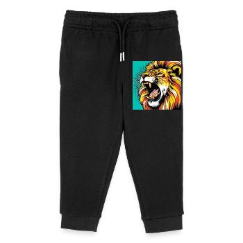 Lion Pop Art - Kids Organic Sweatpants by Stanley/Stella - black - Front