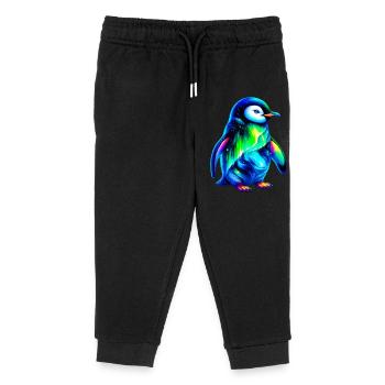 Aurora Borealis Pinguin - Kinder Organic Jogginghose Mini Mover von Stanley/Stella - Schwarz - Vorne