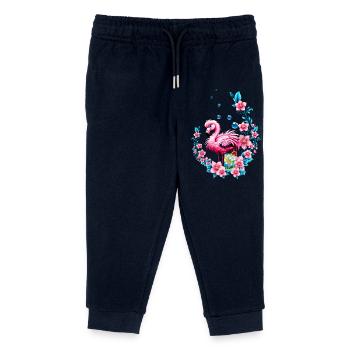 Elegant flamingo with tropical flowers. - Kids Organic Sweatpants by Stanley/Stella - navy - Front