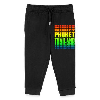 Phuket Thailand rainbow design - Kids Organic Sweatpants by Stanley/Stella - black - Front