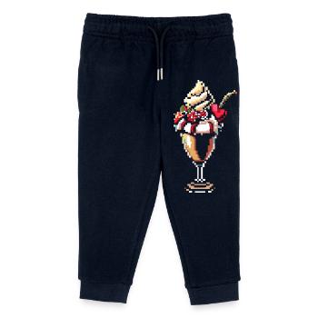 Ice cream sundae pixel graphic - Kids Organic Sweatpants by Stanley/Stella - navy - Front