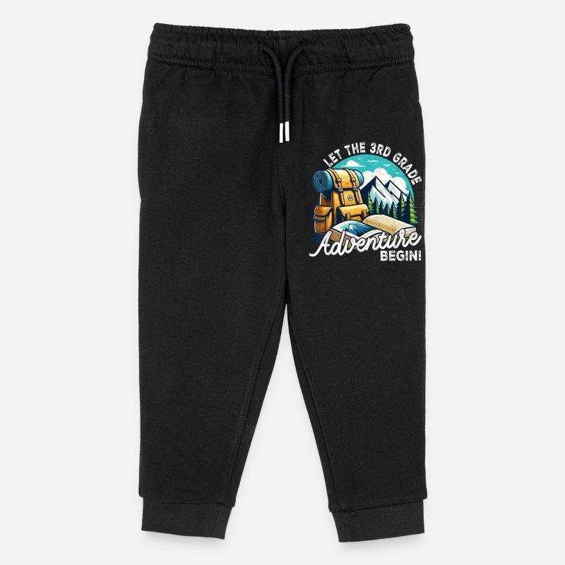 Third Grade Adventure Begins - Kids Organic Sweatpants by Stanley/Stella - black