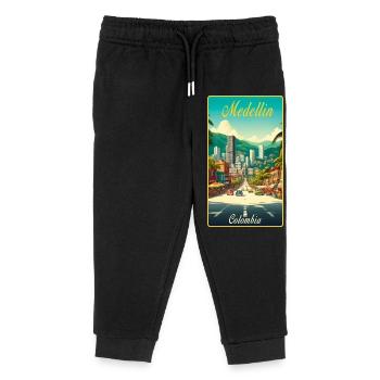 Medellin Columbia Retro Classic Design - Kids Organic Sweatpants by Stanley/Stella - black - Front