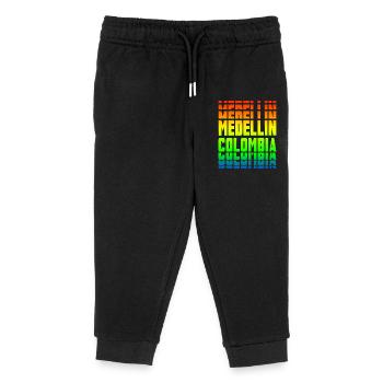Medellin Columbia rainbow design - Kids Organic Sweatpants by Stanley/Stella - black - Front