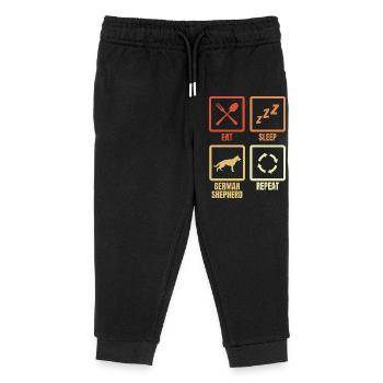 Essen Schlafen Schäferhund Wiederholen - Kinder Organic Jogginghose Mini Mover von Stanley/Stella - Schwarz - Vorne