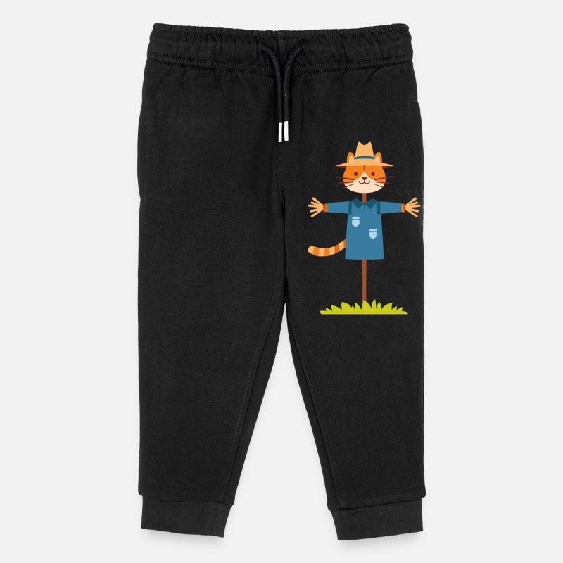 Chat épouvantail - Pantalon de jogging enfant bio Stanley/Stella - noir
