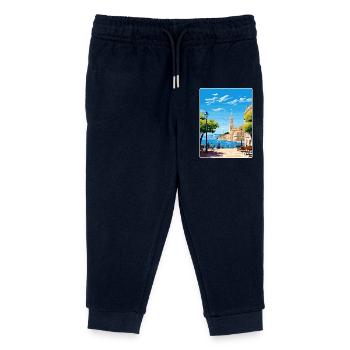 Triste Italie Affiche de voyage Souvenir Carte Postale Peinture - Pantalon de jogging enfant bio Stanley/Stella - marine - Devant