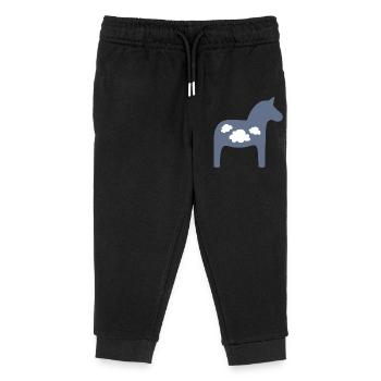 Dala Horse Clouds Scandinavian Christmas Horse - Kids Organic Sweatpants by Stanley/Stella - black - Front