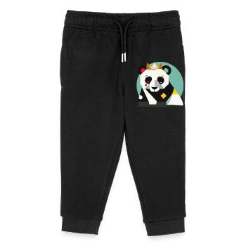 Geometrischer Panda mit Krone–Stilvolles Tiermotiv - Kinder Organic Jogginghose Mini Mover von Stanley/Stella - Schwarz - Vorne