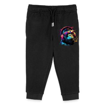 DJ Monkey Casque Lunettes de soleil Musique Fête Monkey - Pantalon de jogging enfant bio Stanley/Stella - noir - Devant