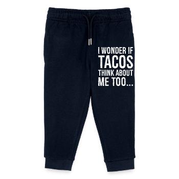 I wonder If Tacos Think about me funny shirt - Kinder Organic Jogginghose Mini Mover von Stanley/Stella - Navy - Vorne
