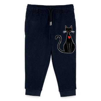 Black Cat with Heart – Magical & Minimalist - Kids Organic Sweatpants by Stanley/Stella - navy - Front
