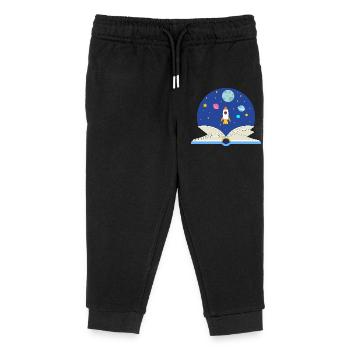 Open Book with Space Scene, Imagination and Advent - Kids Organic Sweatpants by Stanley/Stella - black - Front