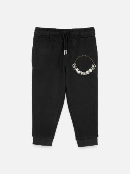 Alena ! Nom : Floral - Pantalon de jogging enfant bio Stanley/Stella - noir