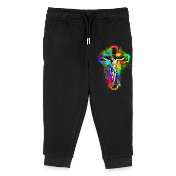 Jesus Christ Kreuz - Kinder Organic Jogginghose Mini Mover von Stanley/Stella - Schwarz - Vorne