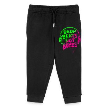 Drop Beats Not Bombs green pink - Kinder Organic Jogginghose Mini Mover von Stanley/Stella - Schwarz - Vorne