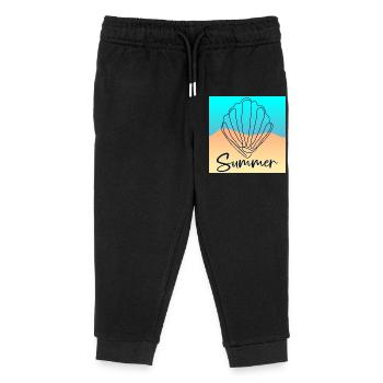 Line Art Seashell - Summer Beach - Kids Organic Sweatpants by Stanley/Stella - black - Front