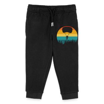 Parachutiste silhouette forêt rétro - Pantalon de jogging enfant bio Stanley/Stella - noir - Devant