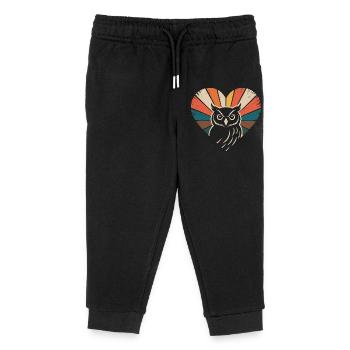 Herz mit Eule im Retro-Stil - Kinder Organic Jogginghose Mini Mover von Stanley/Stella - Schwarz - Vorne