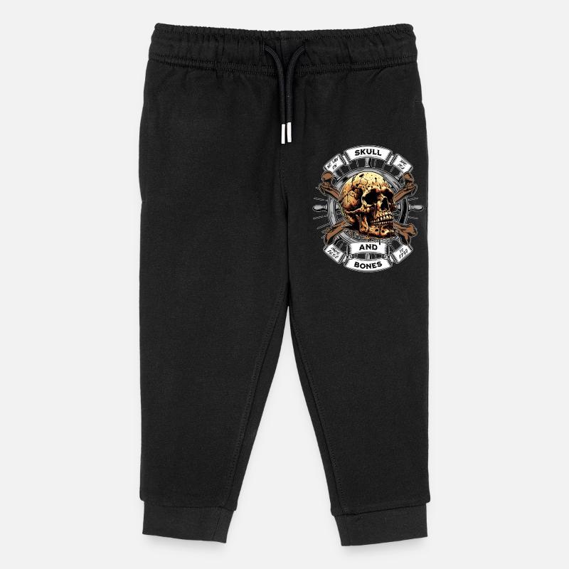 Skull and Bones Pirate - Kids Organic Sweatpants by Stanley/Stella - black