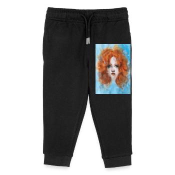 Rothaarige Frau Porträt Meerjungfrau mit Blasen - Kinder Organic Jogginghose Mini Mover von Stanley/Stella - Schwarz - Vorne
