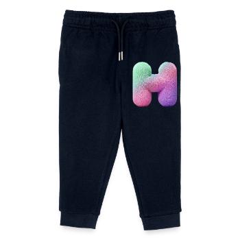Lettre H en aspect fourrure pastel et dégradé de couleurs - Pantalon de jogging enfant bio Stanley/Stella - marine - Devant