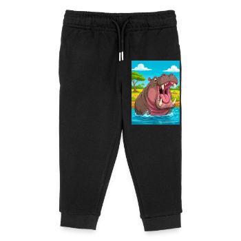 Hippopotame – mammifère agressif mortel en Afrique - Pantalon de jogging enfant bio Stanley/Stella - noir - Devant