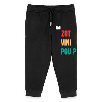 T-shirt créole « Zot vini pou ? » – Zouk - Pantalon de jogging enfant bio Stanley/Stella - noir - Devant