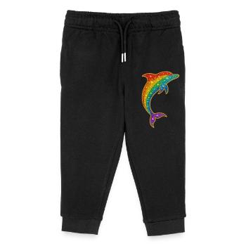 Glitzernder Regenbogen-Delfin - Kinder Organic Jogginghose Mini Mover von Stanley/Stella - Schwarz - Vorne