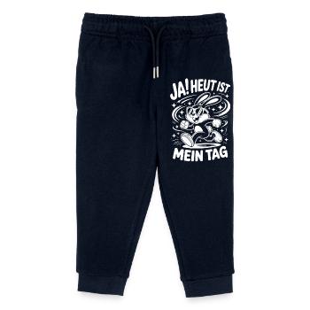 Ja! Heut ist mein Tag Jubelhase - Kinder Organic Jogginghose Mini Mover von Stanley/Stella - Navy - Vorne
