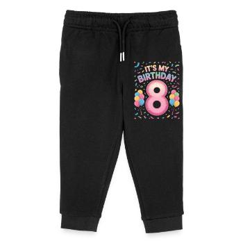 C’est mon anniversaire enfants Anniversaire 8 ans fille - Pantalon de jogging enfant bio Stanley/Stella - noir - Devant