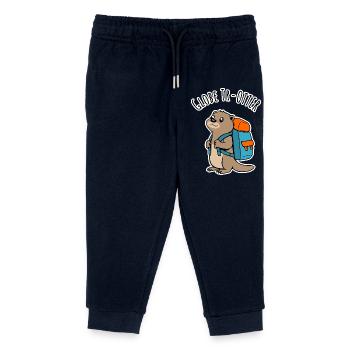 Ein Backpacker Otter auf Reisen ein Globe Tr-Otter - Kinder Organic Jogginghose Mini Mover von Stanley/Stella - Navy - Vorne