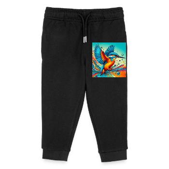 Eisvogel - Kinder Organic Jogginghose Mini Mover von Stanley/Stella - Schwarz - Vorne