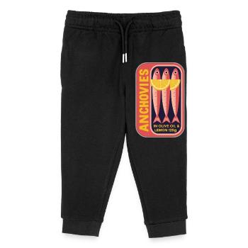 Retro Can Label Anchovy Art - Kids Organic Sweatpants by Stanley/Stella - black - Front