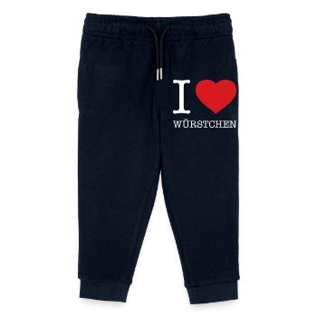 I love Würstchen - Kinder Organic Jogginghose Mini Mover von Stanley/Stella - Navy - Vorne